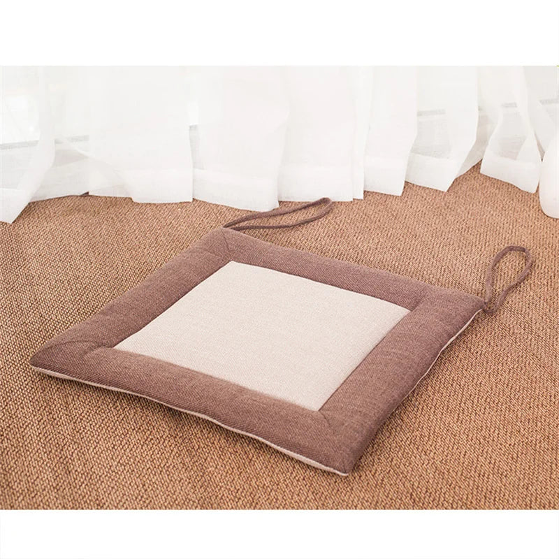 DecorBites™ Linen Seat Cushion: Comfortable Non-slip Chair Pad with Strap