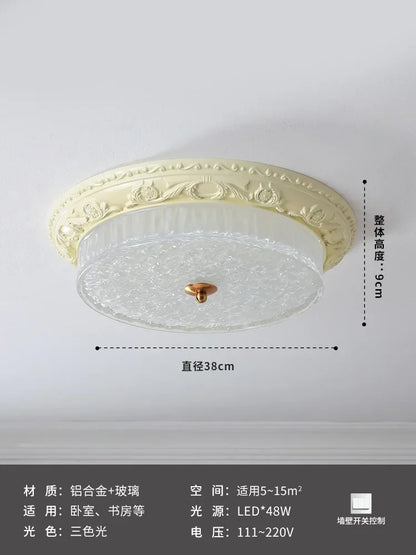 Lámpara de techo DecorBites™ Cream Wind LED de hierro y cristal - Diseño retro, estilo Bauhaus