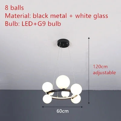 DecorBites™ Clear Glass LED Chandelier: Modern Nordic Hall Parlor Lighting Fixture