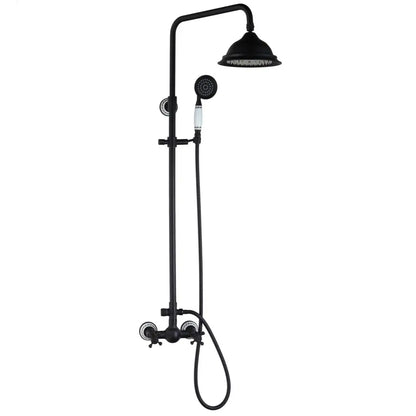 DecorBites™ 8 Inch Matte Black Shower Faucet Set with Hand Spray and Rainfall Head