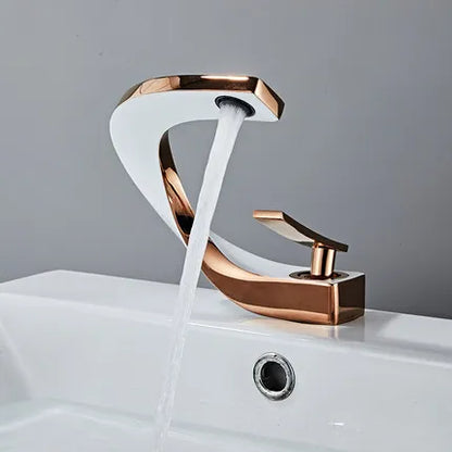 DecorBites™ Gold Bathroom Faucet | Deck Mounted Sink Tap | Hot and Cold Basin Mixer