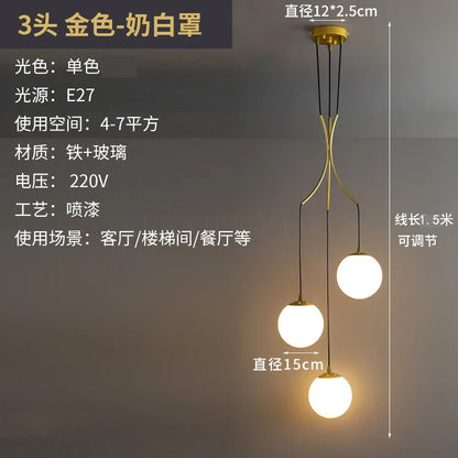 DecorBites™ LED Glass Ball Chandelier Ceiling Light for Living Room Dining Loft Decor