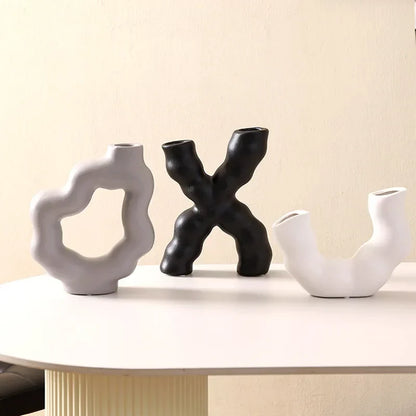 مزهرية زهور سيراميكية هندسية من DecorBites™ لديكور منزلي أنيق وتنسيق الزهور