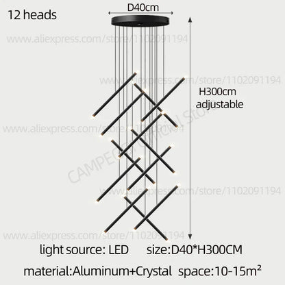 DecorBites™ LED Staircase Pendant Chandelier, Modern Nordic Restaurant Hanging Light