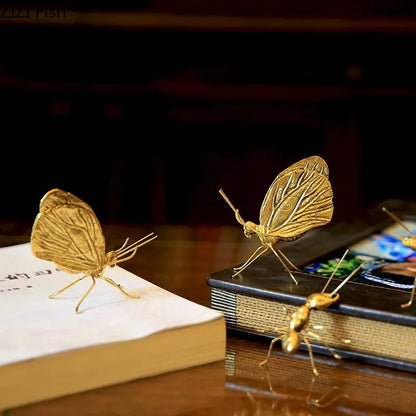 DecorBites™ Golden Butterfly Ant Miniature Figurine Desk Ornament Artwork Decor