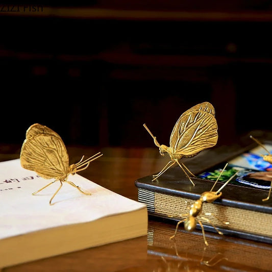 DecorBites™ Golden Butterfly Ant Miniature Figurine Desk Ornament Artwork Decor