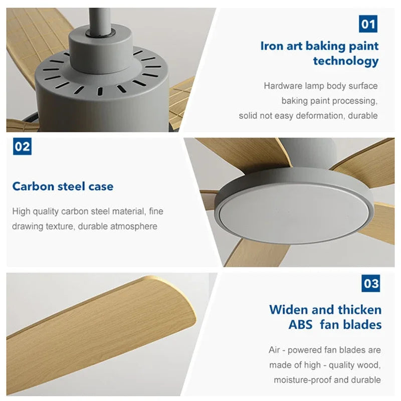 DecorBites™ Living Bedroom Ceiling Fan With Light, Remote Control, 48-60 Inch, LED, DC, 220V