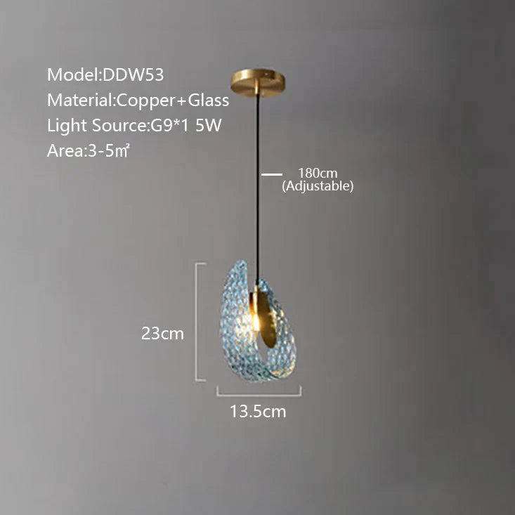 DecorBites™ LED Art Deco Blue Peacock Leaf Copper Ceiling Chandelier for Living Room