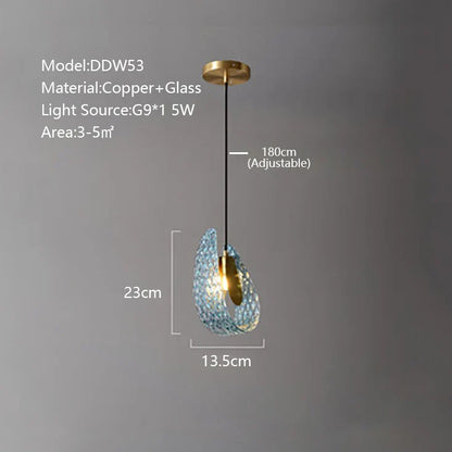 DecorBites™ LED Art Deco Blue Peacock Leaf Copper Ceiling Chandelier for Living Room