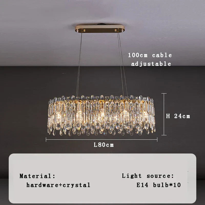 DecorBites™ Crystal Pendant Chandelier for Living Room Bedroom - Luxury Hanglamp by Lamparas Lustres