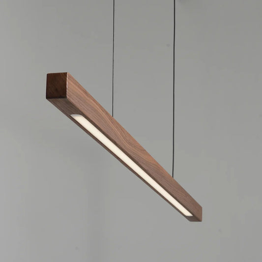 DecorBites™ Black Walnut Dining Pendant Light: Simple Log Strip Design for Dining Room, Office