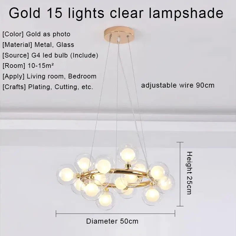 DecorBites™ Gold LED Chandelier, Modern Pendant Light for Living Room, Kitchen, Bedroom, Dining Room