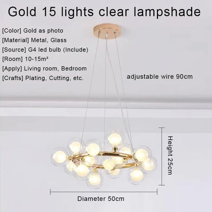 DecorBites™ Gold LED Chandelier, Modern Pendant Light for Living Room, Kitchen, Bedroom, Dining Room