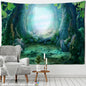 Fog Forest Sunlight Tapestry: Decobites Natural Scenery Aesthetic Wall Hanging