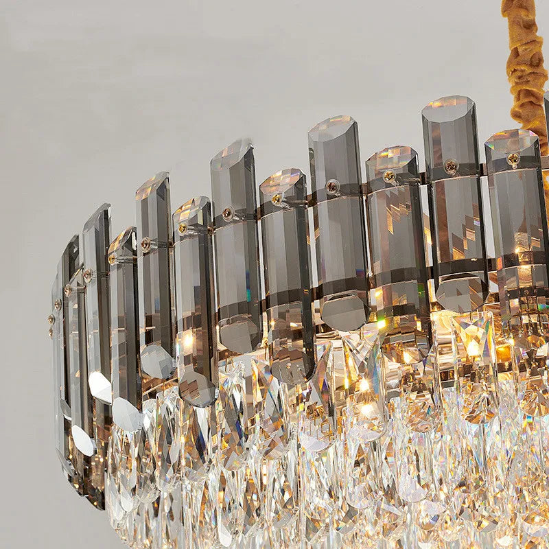 Gold Crystal Ceiling Chandelier Amber DIA95cm