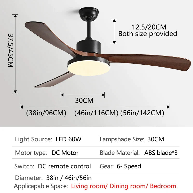 DecorBites™ 56 Inch 3-Leaf Fan Light with Remote Control for Modern Restaurant Settings