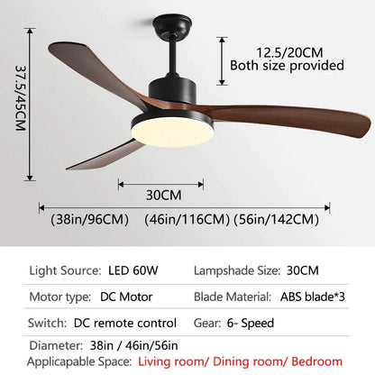 DecorBites™ 56 Inch 3-Leaf Fan Light with Remote Control for Modern Restaurant Settings