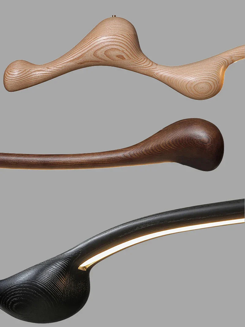 DecorBites™ Ash Wood LED Pendant Lights: Dimmable, RC/APP Controlled for Indoor Decor.