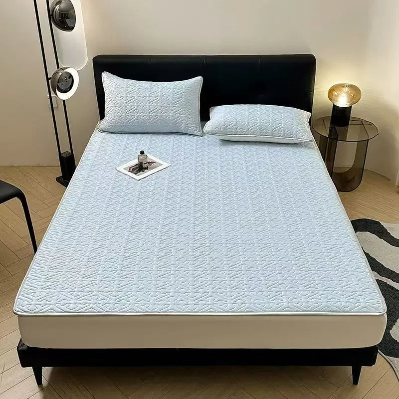 DecorBites™ Latex Cooling Mat Set: Washable, Soft, Breathable Bed Sheet - 3 Pieces