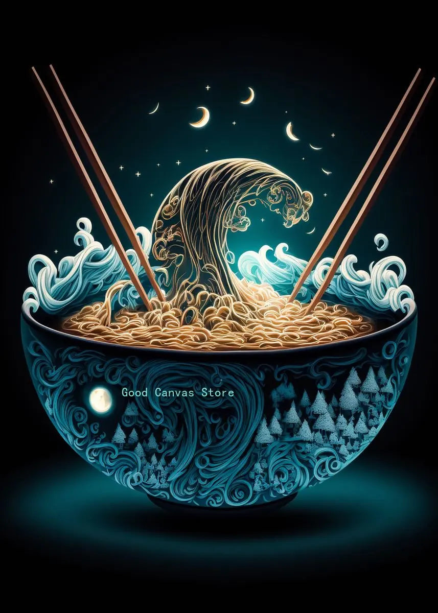 DecorBites™ Japanese Food Neon Posters Canvas Painting for Home Kitchen Decor