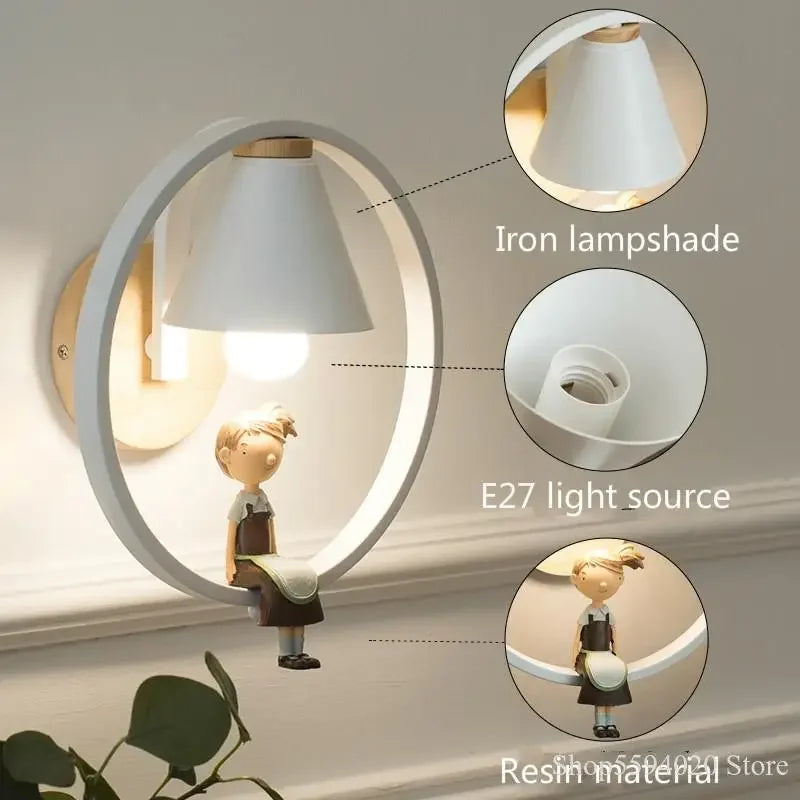 DecorBites™ Birdie Wall Lamp: Modern Nordic Wood Bedroom Light