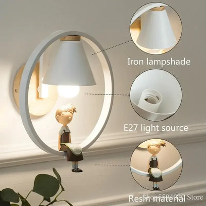 DecorBites™ Birdie Wall Lamp: Modern Nordic Wood Bedroom Light