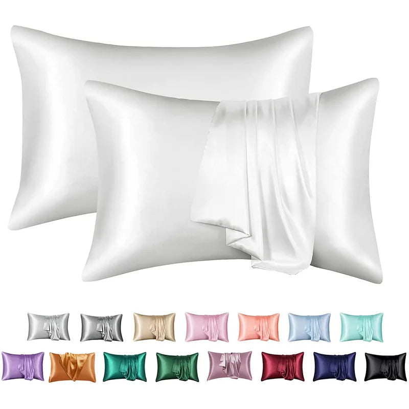 Decobites Silky Satin Pillowcase: Soft, Comfortable, High-End Solid King Queen Pillow Cover