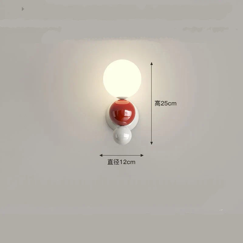 DecorBites™ LED Wall Light Red Green White Metal Kids Room Lamp White Acrylic Ball