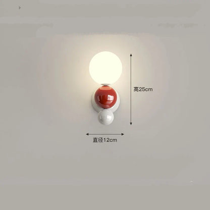 DecorBites™ LED Wall Light Red Green White Metal Kids Room Lamp White Acrylic Ball
