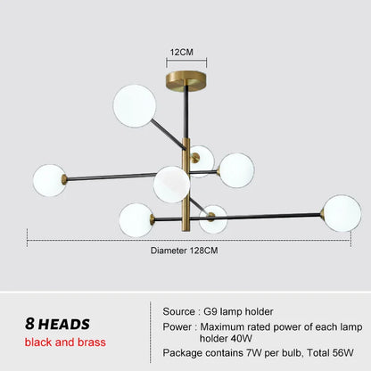 DecorBites™ Glass Brass Chandelier Modern Pendant Light for Home Living Room Restaurant Bedroom