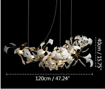 Lámpara de Araña de Ramas Doradas Decorbites™ con Hojas de Porcelana Luces Colgantes