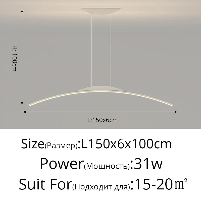 Minimalist LED Pendant Light Gold 150cm Dimmable
