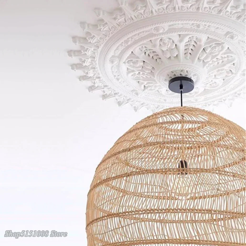 DecorBites™ Elegant Rattan Wave Pendant Light for Modern Rustic Home Decor