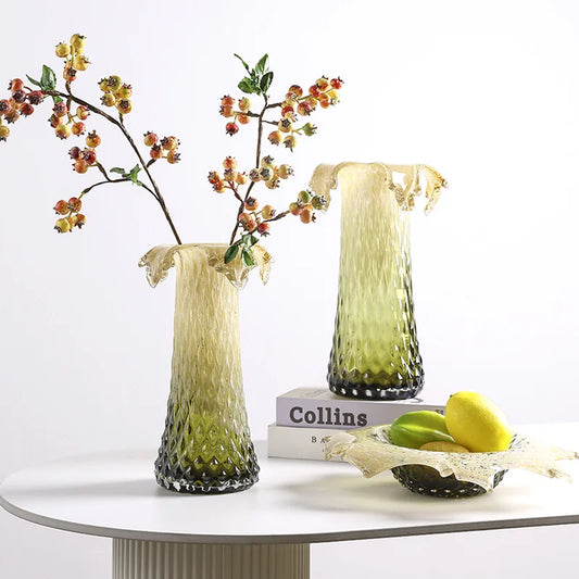 DecorBites™ Gradient Glass Vase & Fruit Plate Set for Home Decor & Storage