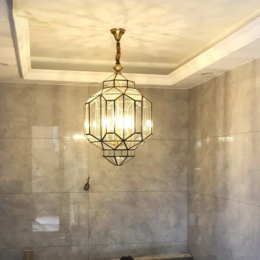 DecorBites™ Antique Glass Pendant LED Lamp Copper Vintage Glass Pendant Light