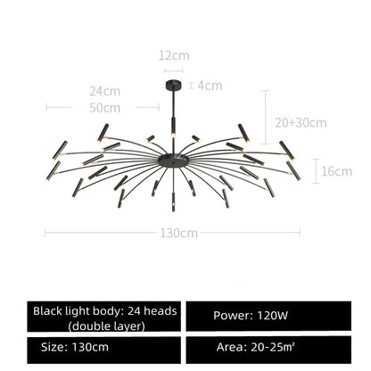 DecorBites™ Black Sputnik Chandelier: Nordic Design, Adjustable Lighting for Home Décor