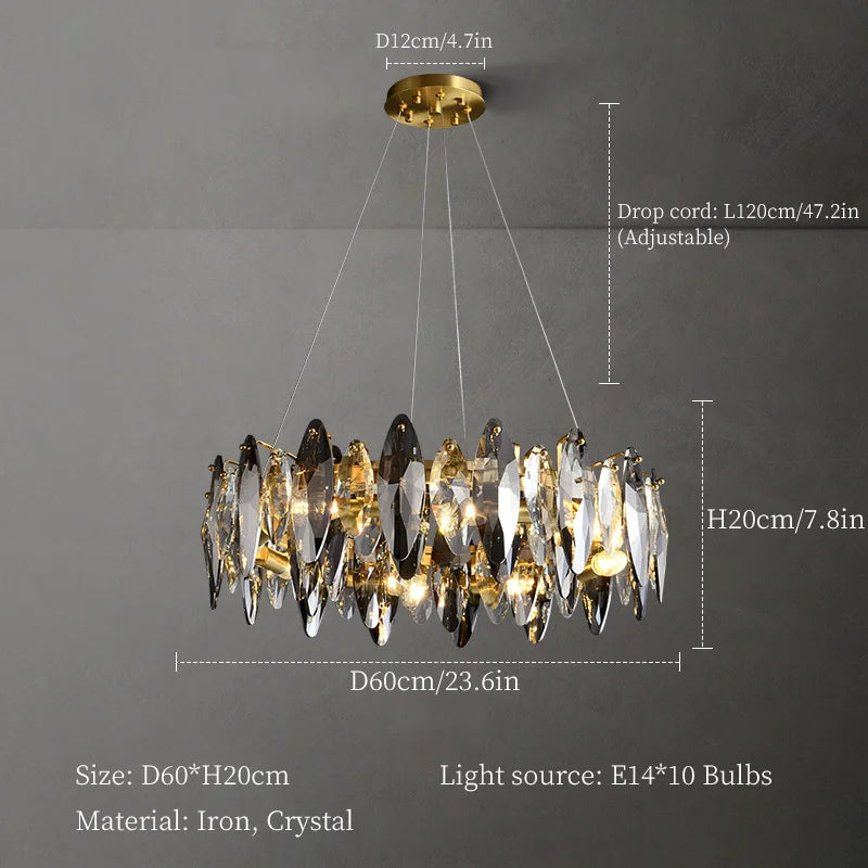 DecorBites™ Crystal Chandelier: Elegant Ceiling Hanging Light for Living Room & Dining Table