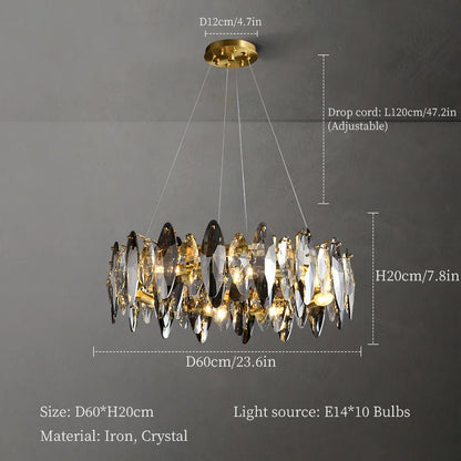 DecorBites™ Crystal Chandelier: Elegant Ceiling Hanging Light for Living Room & Dining Table