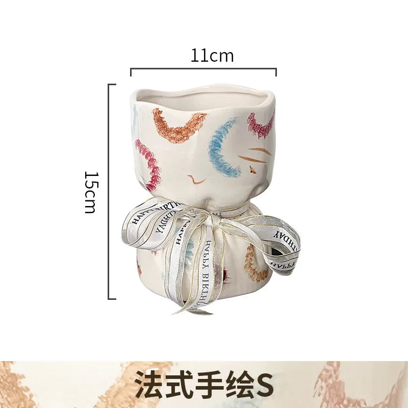 DecorBites™ Bouquet Shape Ceramic Vase Pot Home Decoration Floral Arrangement Accessories