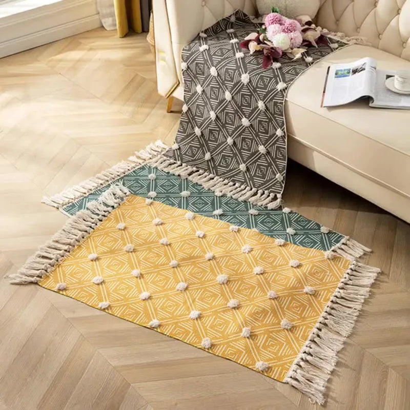 DecorBites™ Handmade Nordic 3D Tassel Floor Mat - Yellow 60*90cm