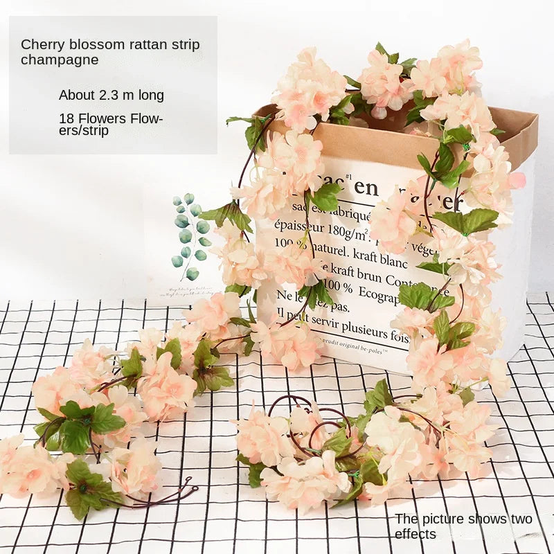 ديكور بايتس™ 250 سم من زهور الورد على شكل إكليل من الكرمة وخلفية من قصب الخريف