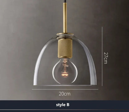 DecorBites™ Clear Glass LED Pendant Light Gold Metal ChandelierMarshalAsLED Hanging Lamp