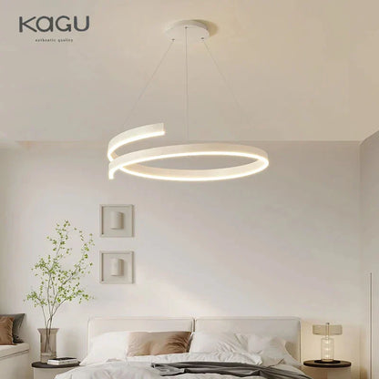 DecorBites™ Black/White Spiral Chandelier for Living Dining Kitchen. Trendy Round Indoor Lighting Fixture.