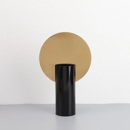 مزهرية أسطوانية هندسية من ديكوربايتس™ مع زهور صناعية - ديكور منزلي عصري