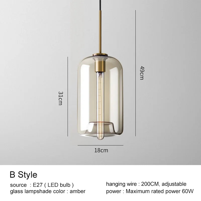 DecorBites™ Glass Pendant Lights Dining Kitchen Bar Chandelier