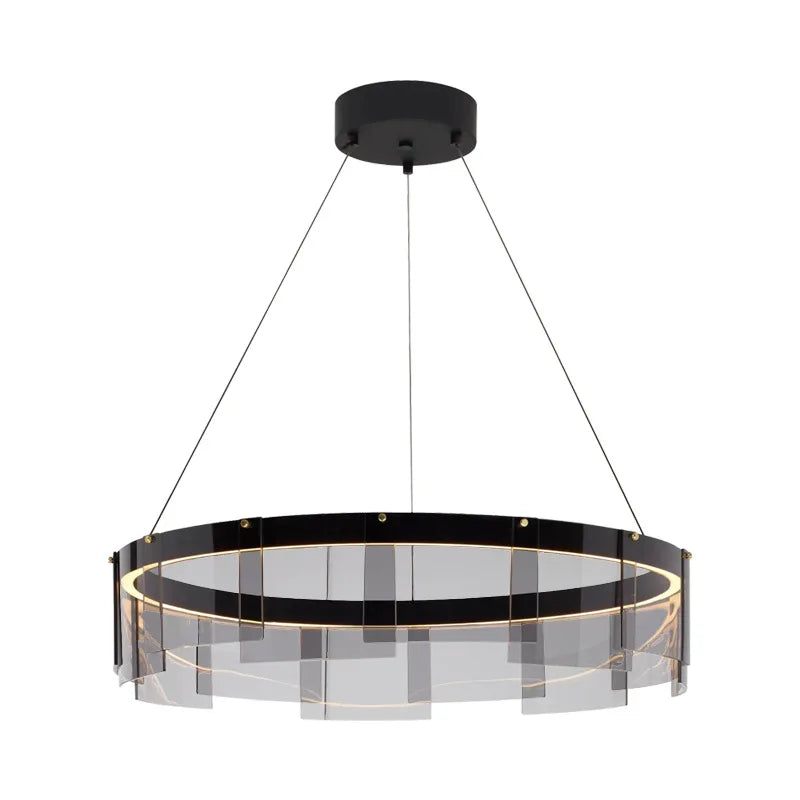 DecorBites™ Glass Circle LED Pendant Light: Stratos Luxury Chandelier for Kitchen Island