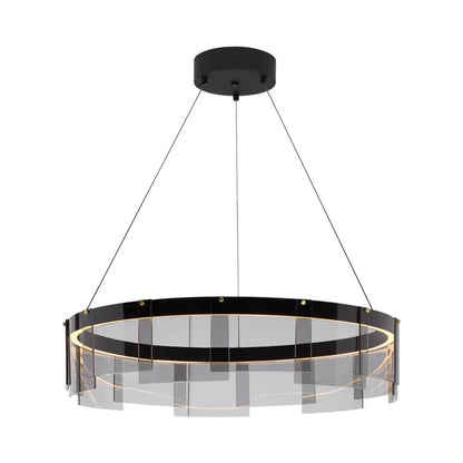 DecorBites™ Glass Circle LED Pendant Light: Stratos Luxury Chandelier for Kitchen Island