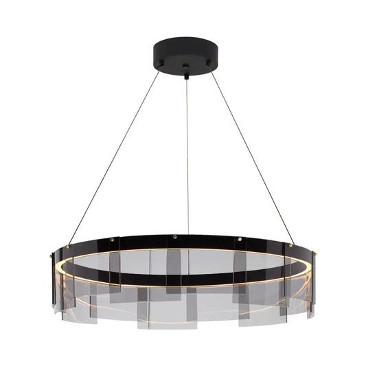 DecorBites™ Glass Circle LED Pendant Light: Stratos Luxury Chandelier for Kitchen Island