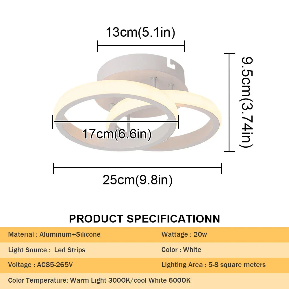 مصباح السقف LED الأكريليكي DecorBites™: إضاءة ديكور منزلي عصرية لغرفة النوم والممر والممر