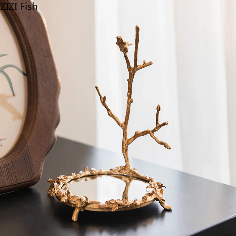 Bandeja de vidrio dorado DecorBites™ para guardar cosméticos, exhibir joyas y otros artículos.